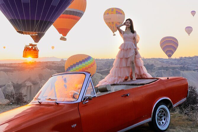 Cappadocia Private Photo Shoot with Flying Dress & Vintage Car - Morning Start in Göreme at 6:00 am