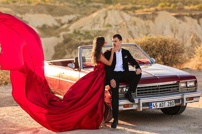 Cappadocia Private Photo Shoot with Flying Dress & Vintage Car - The Photo Package: 150–200 Frames and 10–15 Edited