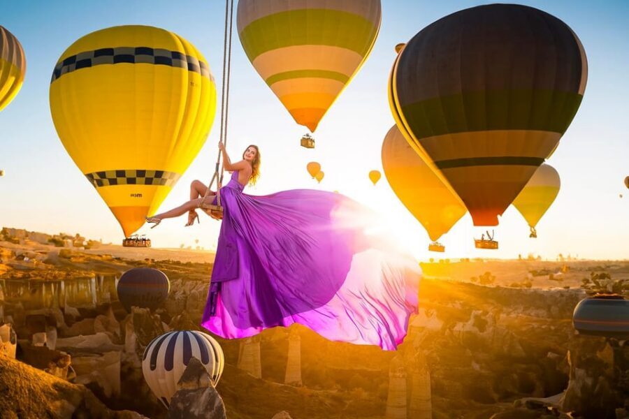 Cappadocia: Taking photo with Swing at hot air balloon view - Private Pickup From Göreme: Your Start Time Matters